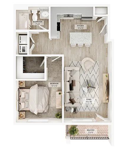 Floor plan 1 BR Aspen Overlook