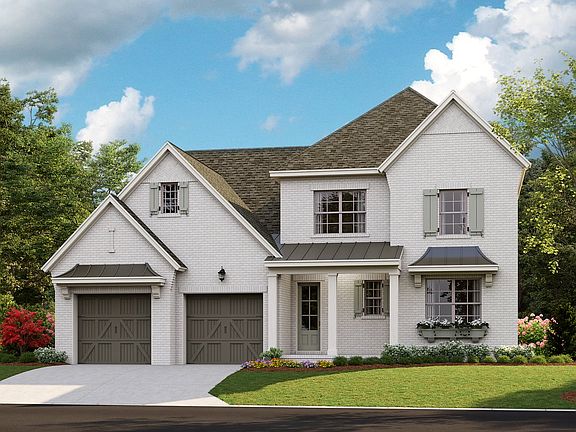 Marin Expanded - English Cottage b with optional painted brick 2-Car Front Load Garage Note R