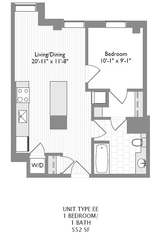 Floor plan 1-Bedroom 1-Bathroom | 552 sqft