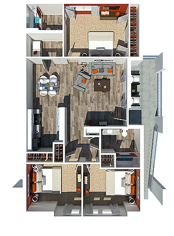 Floor plan Three Bedroom | Two Bathroom