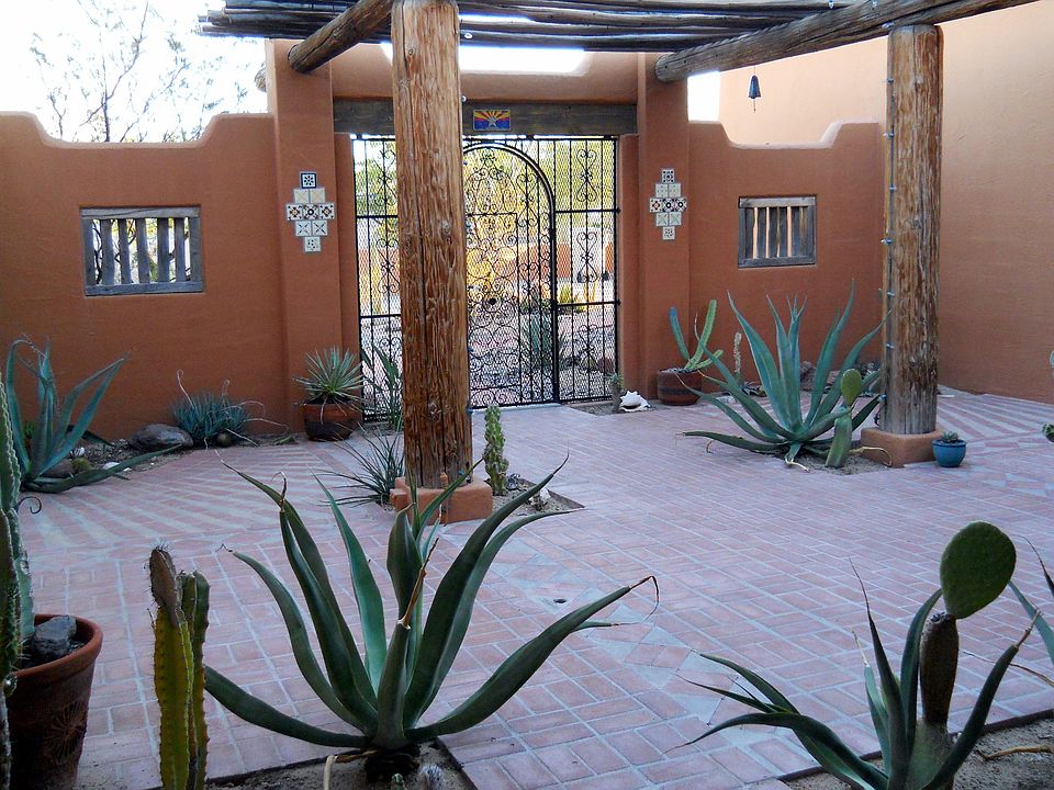 Courtyard view from guesthouse door