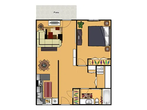 Floor plan One Bedroom West