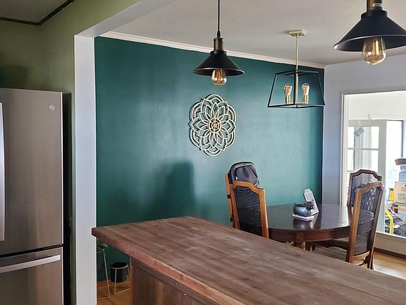 Kitchen looking into dining area