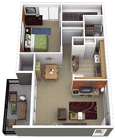 Floor plan 1Bedroom 1Bathroom