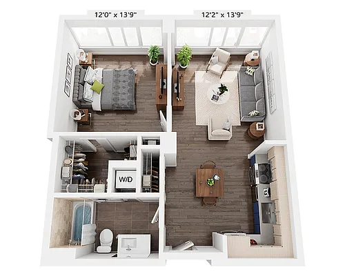 Floor plan One Bedroom A1I