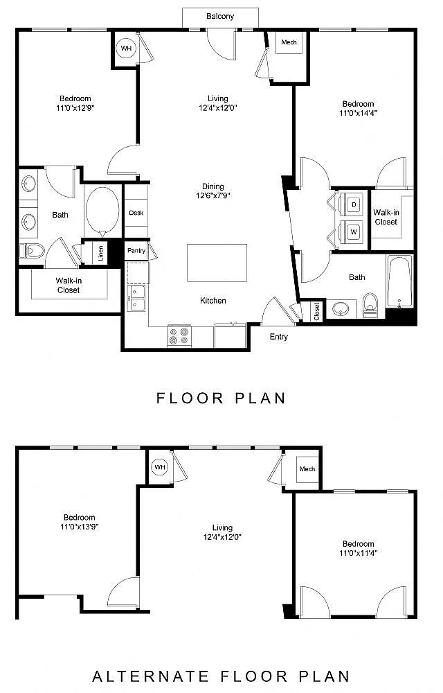 Floor plan Walnut Two Bedroom