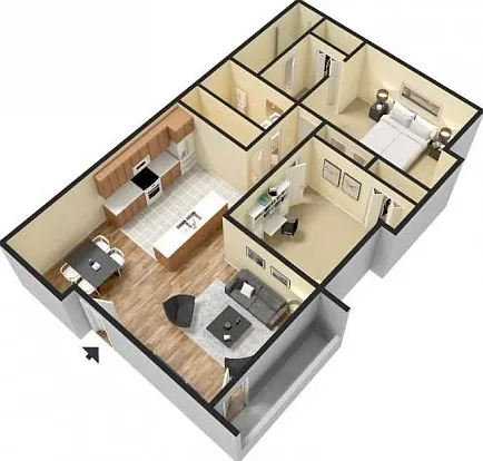 TSH 2 Bedroom, 2 Bathroom Floor Plan 3D TSH 2 Bedroom, 2 Bathroom Floor Plan 3D