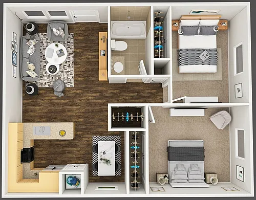 Floor plan 2 Bed 1 Bath Villa