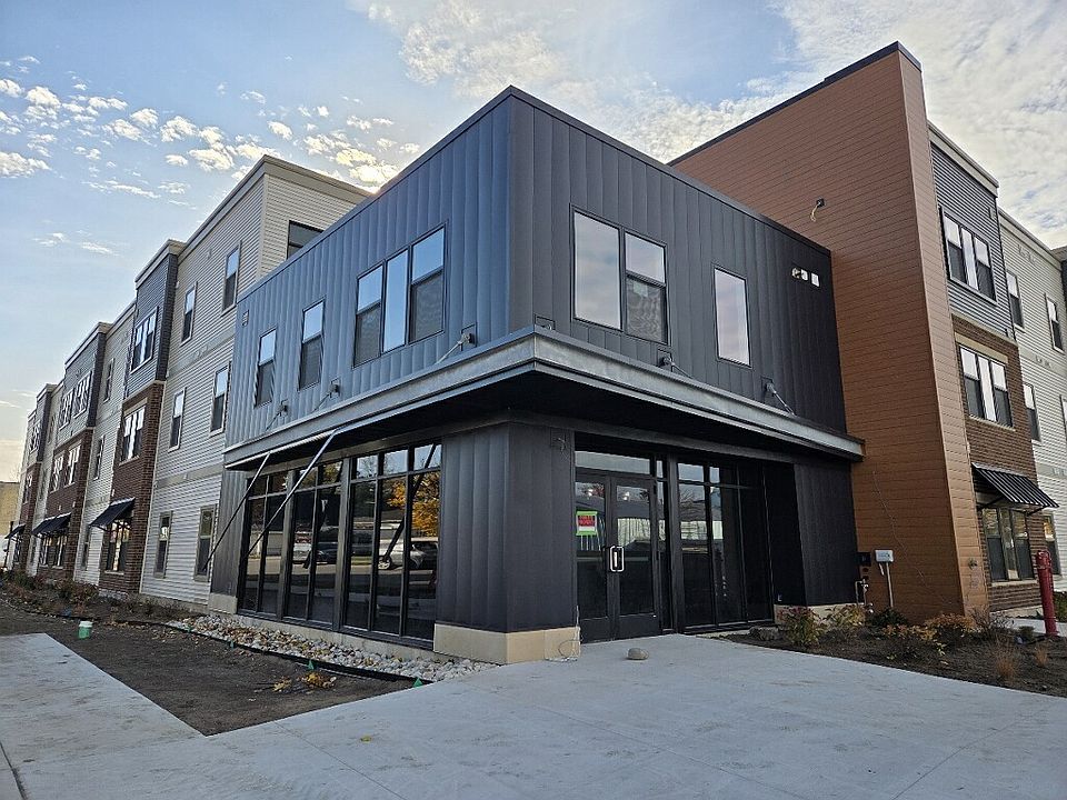 Lofts at Lumber Square, front entrance at the corner of Emmet Street and Fulton Street.