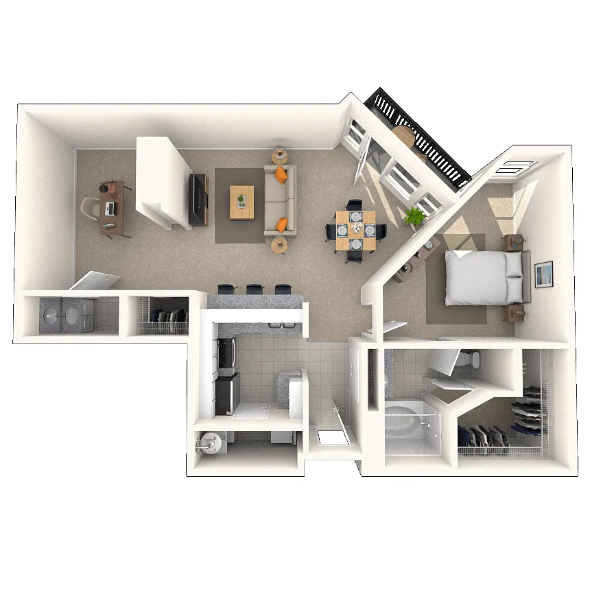 Floor plan Traditional 1x1 580-935 SF