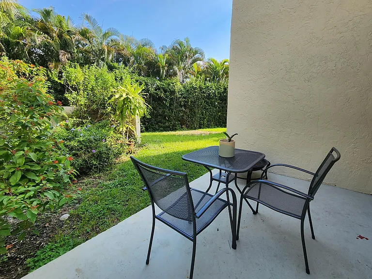 Private back patio and nature view