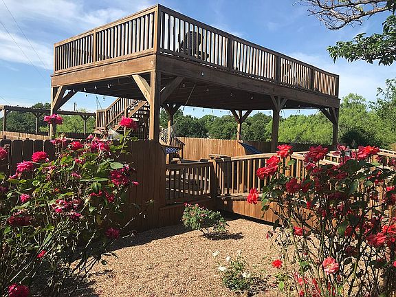 Double wood deck w lake view