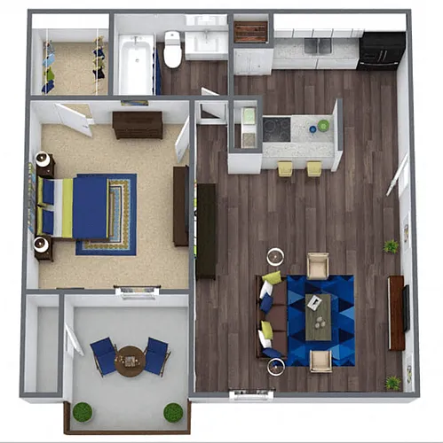 Floor plan A3: 1 Bed 1 Bath