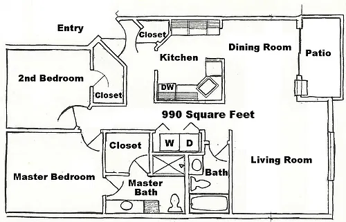 Floor plan 2 Bedroom 2 bath