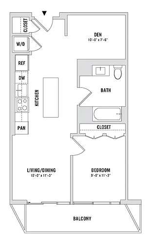 Floor plan 1 Bedroom, 1 Bathroom