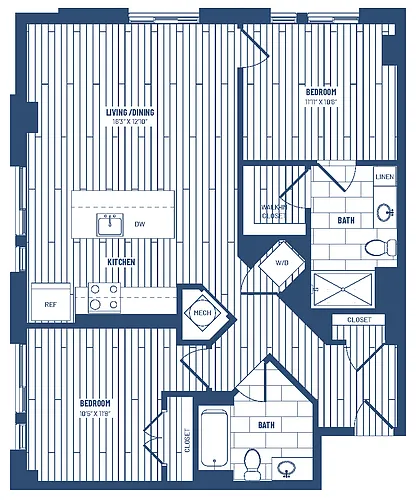 Floor plan 2 Bed/2 Bath-H2B