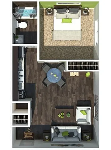 Floor plan 1 Bedroom B