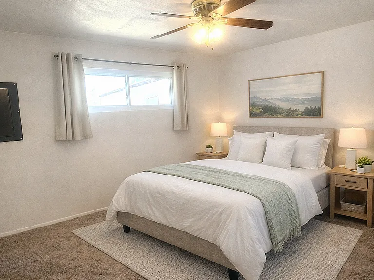 Virtually staged Master Bedroom