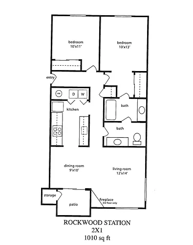 Floor plan Two Bedroom One Half Bathroom