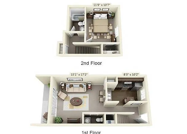 Floor plan One Bedroom Townhouse