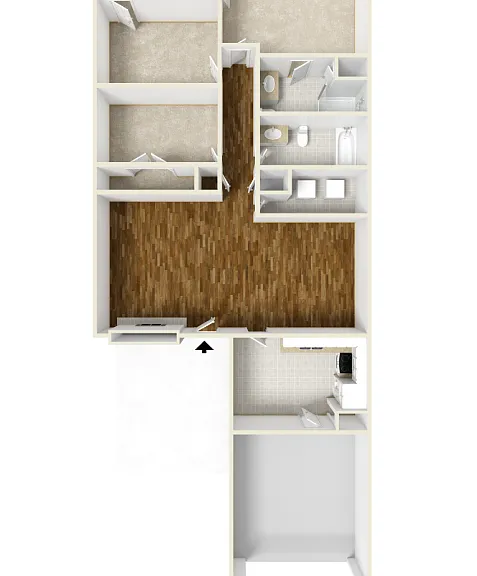 3 Bed 2 Bath Floorplan Diagram
