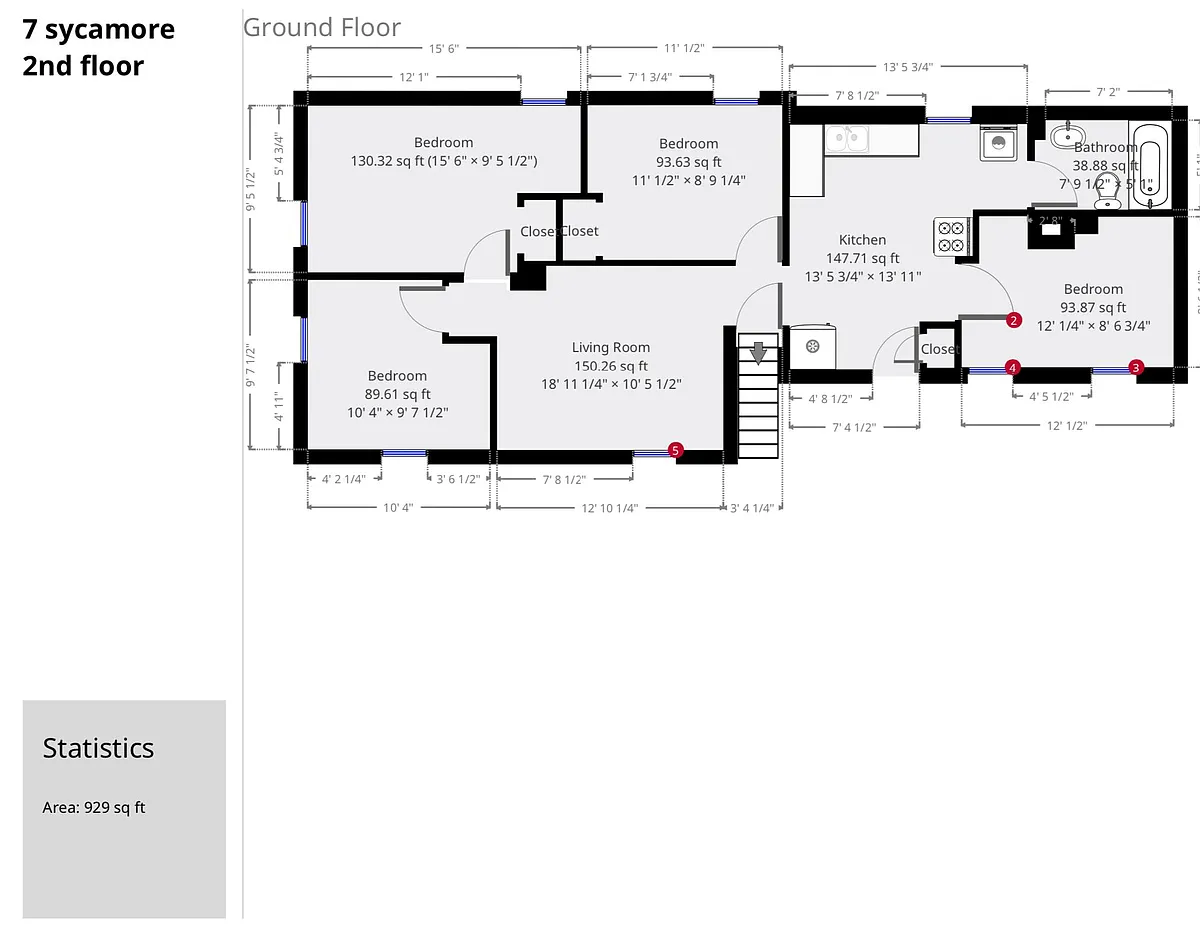 Floor plan - 7 Sycamore St #2