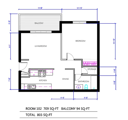 Floor plan 1 Bed Room