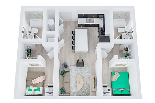 Floor plan 2BR/2BA - The Timu