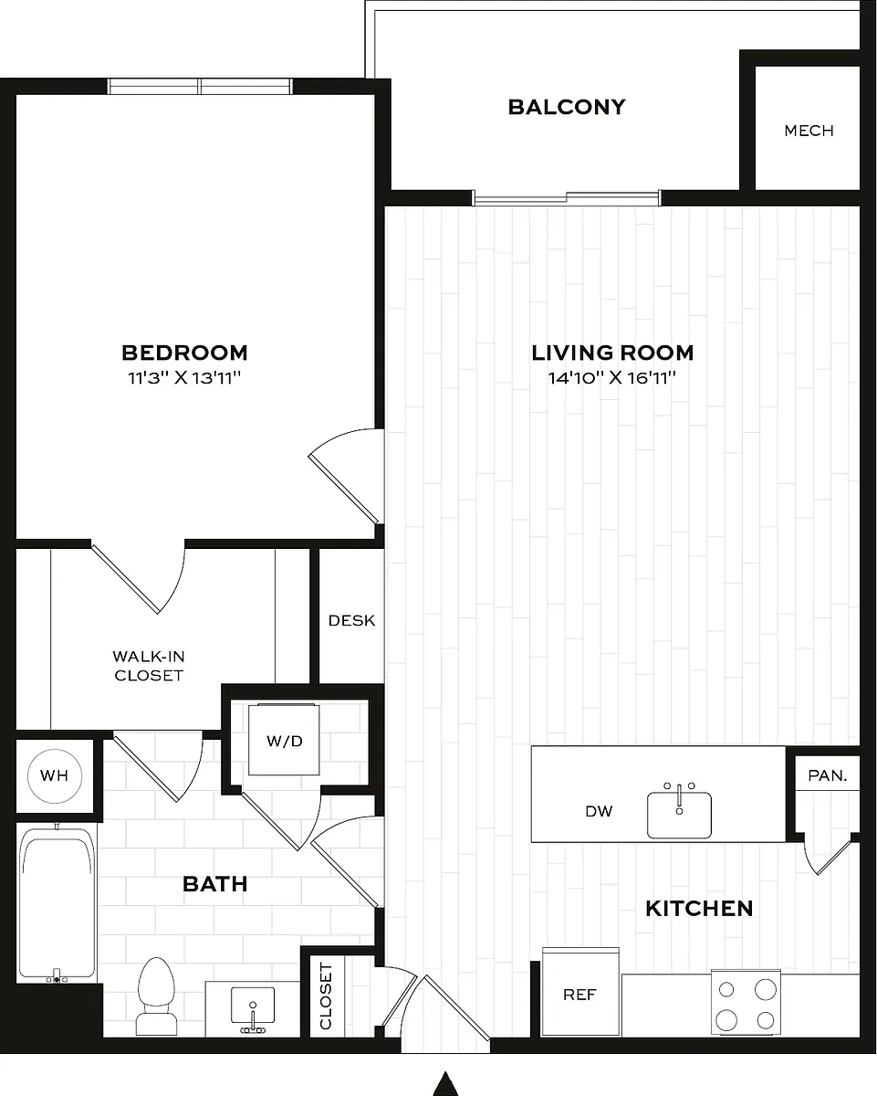 Floor plan 1 Bed/1 Bath-B2