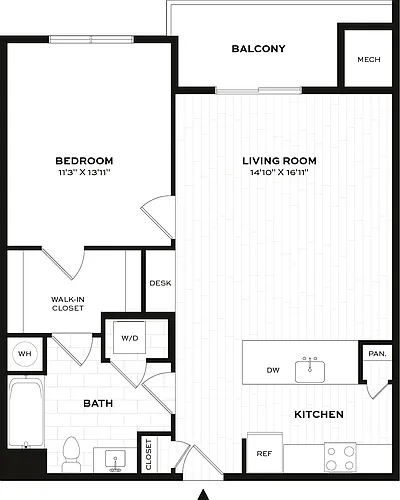 Floor plan 1 Bed/1 Bath-B2