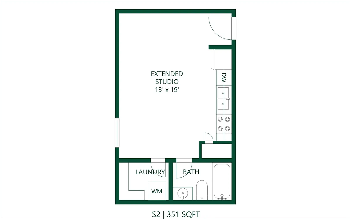 Floor plan 0 bedroom 1 bath