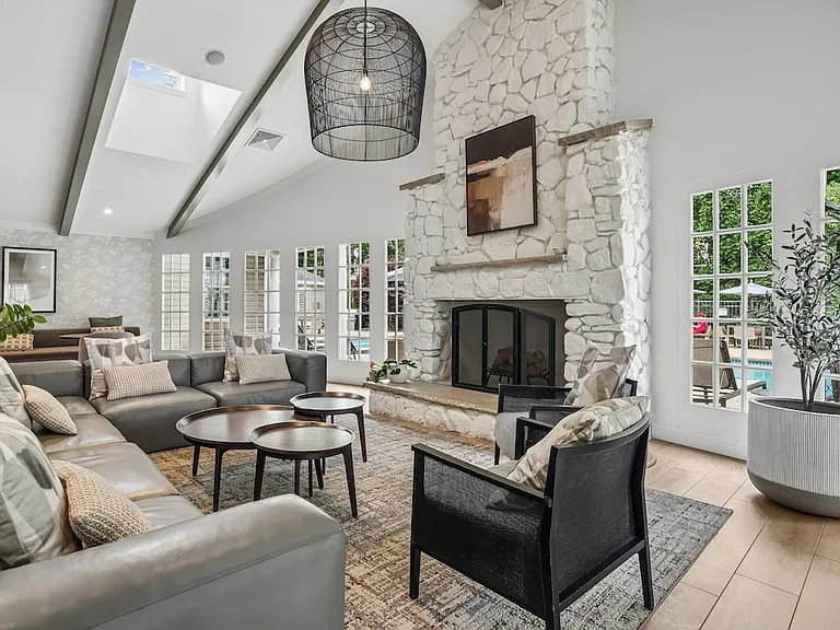 Resident lounge with fireplace