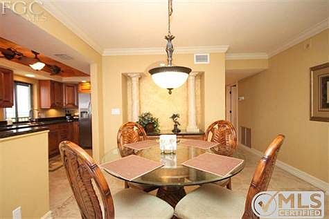 Dining area. 26225 Hickory Blvd #9C, Bay Harbor High-Rise Condo for sale. 2 bed/2 bath, newly remodeled. Deeded Beach Access, private boat dock and covered parking. Tennis, pool, spa! A great vacation home!