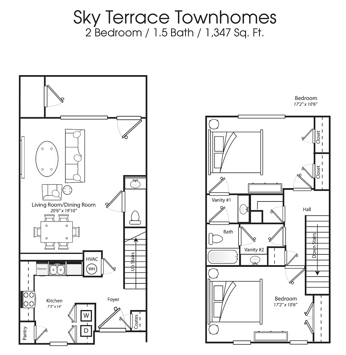 Floor plan 2 Bedroom 1.5 Bath MKT
