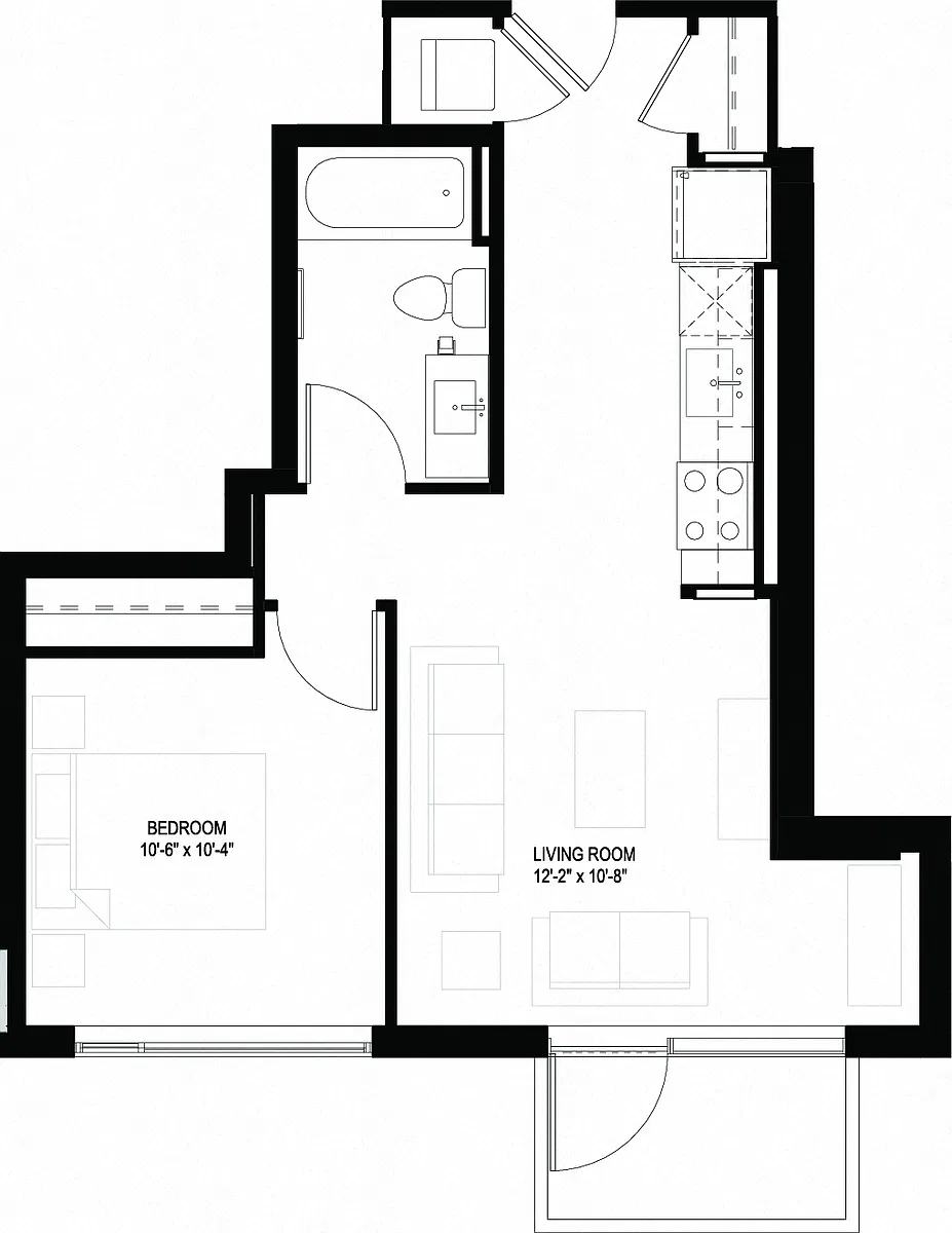 Floor plan One Bedroom/One Bathroom (A04)
