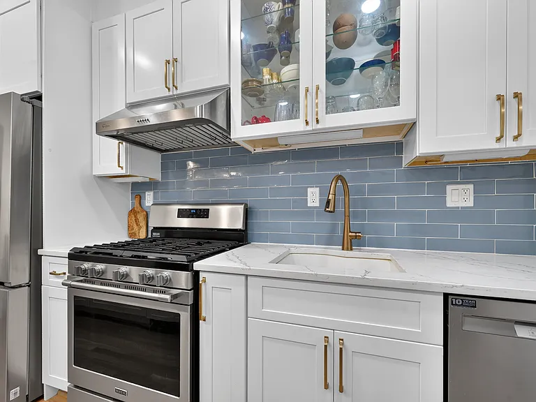 New cabinets, countertop, and appliances