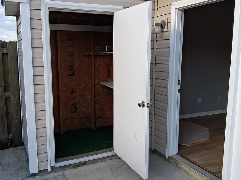 outside storage closet and back door