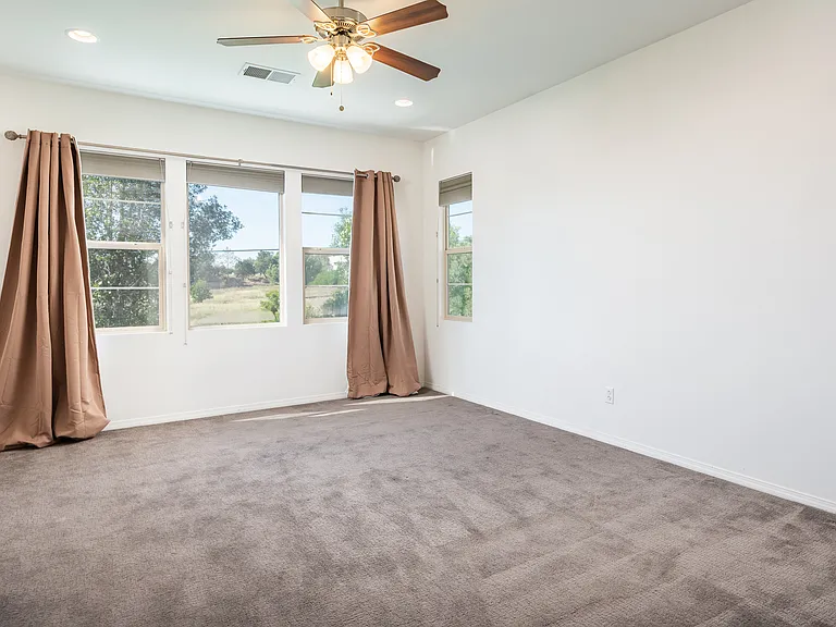 Large Master Bedroom with Fan and View