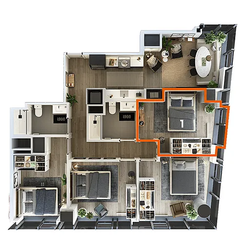 Floor plan Co-Living LT-09 Bedroom 1