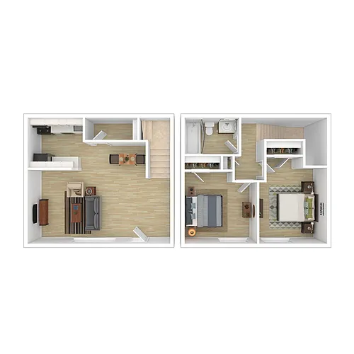 Floor plan 2 Bedroom 1 Bathroom P