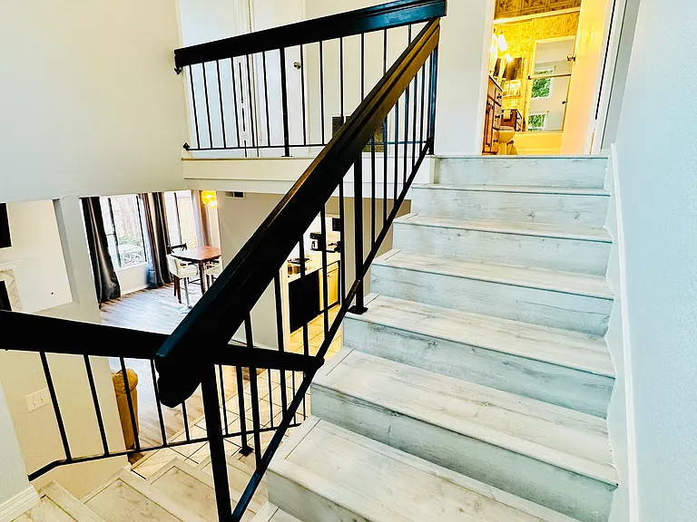 stairs to the second floor, all bedrooms are upstairs