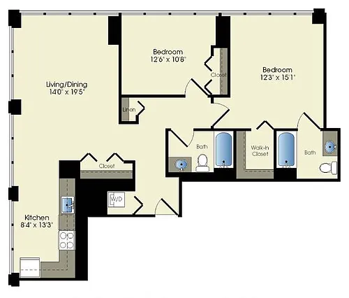 Floor plan 2 bedroom / 2 bath (T06)
