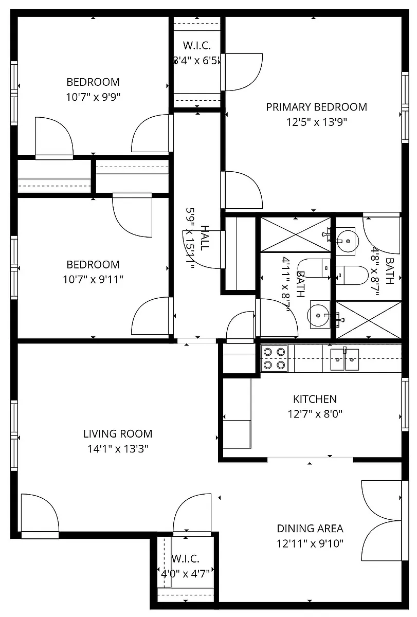 Floor plan 3 BR/ 2 BA- WD