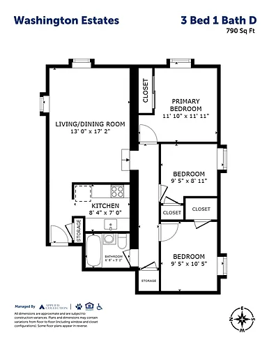 Floor plan 3 Bed 1 Bath D