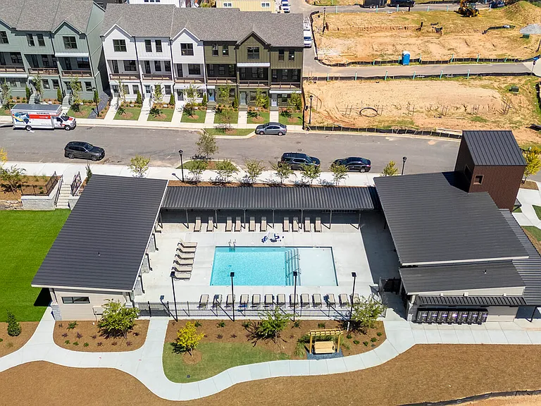Aerial view of pool and and clubhouse