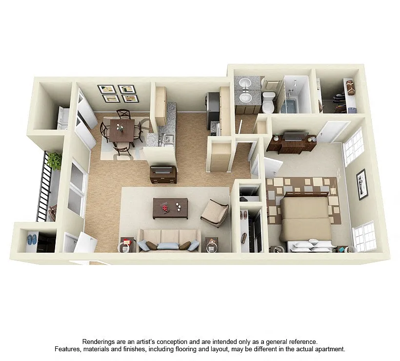 Floor plan 1 Bedroom 1 Bath Plan 5