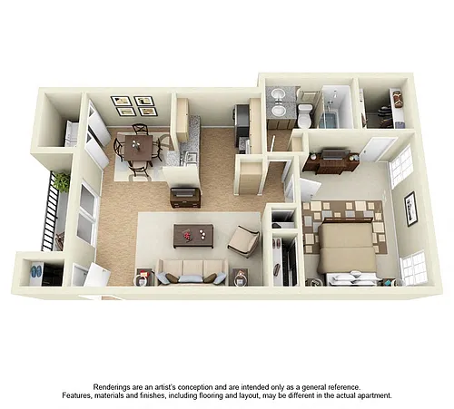 Floor plan 1 Bedroom 1 Bath Plan 5