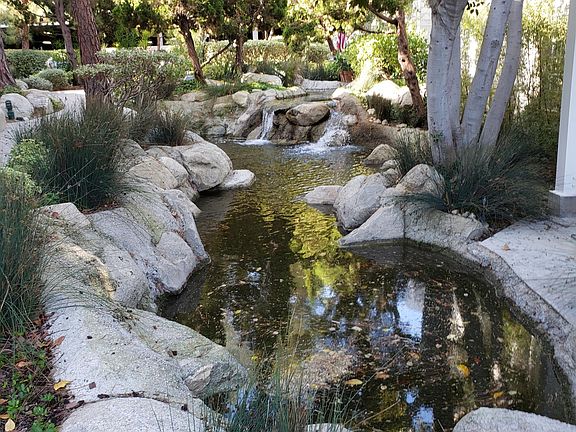 Flowing waterscape outside the unit