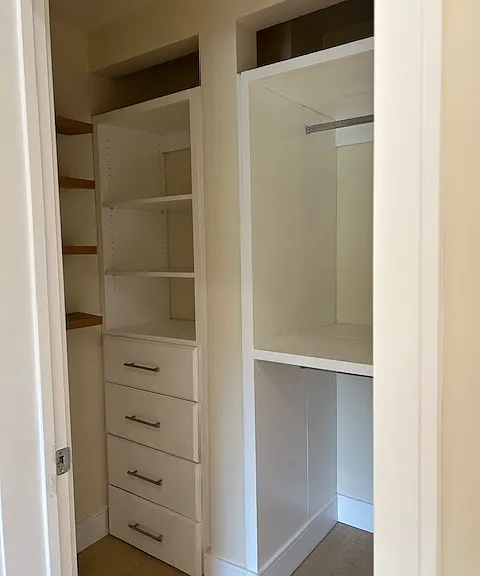 walking closet in master bedroom