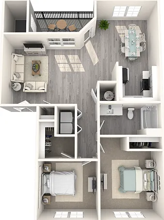Two Bedroom One Bath | 901 sq. ft. Two Bedroom One Bath | 901 sq. ft.
